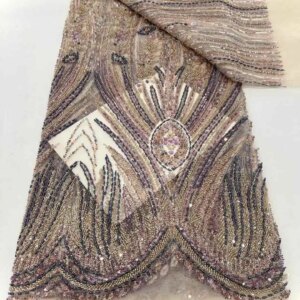 2025 New African French Nigerian High End Lace Fabric With Beads Sequins Mesh for Embroidery Wedding Party Bride Sewing Dress
