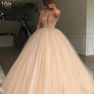 Sexy deep V-neck tulle Evening Gown 2024 Elegant beaded sleeveless dress Classic A-line floor-length Gowns Vestidos De Novia