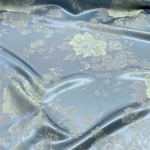 National style double-sided satin jacquard silk fabric large peony cheongsam clothing