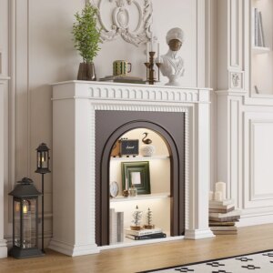 French cream style all solid wood fireplace decorative cabinet American retro living room side cabinet entrance entrance