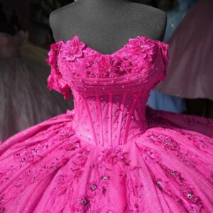 Customized High Quality Real Fuchsia Quinceanera Dresses 15th Girl Flower Applique Ball Gown Women Prom Occasion Wedding Party