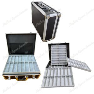 Reinforced Luxury Optical Portable Travel Suitcase 64pcs Capacity with 4 trays of 16 slots