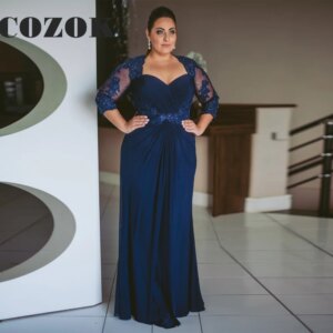 Sheath Sparkling Beading Applique Pleat Mother Of The Bride Dress Three Quarter Sleeve Sweetheart Neck Wedding Guest Dress SX53