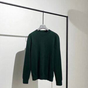The new men’s slouchy quality with everyday yarn dark green casual with knitted wool pullover
