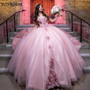 Customized Luxury Off Shoulder Ball Gown Quinceanera Dress 2025 Princess Lace Appliques Beading Corset Back Vestidos De 15 Años