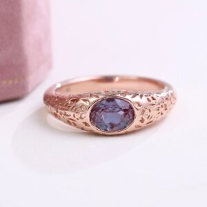 Provence solitaire Ring Oval cut Lab Grown Gemstones 14K18K Gold Ring Skeleton Luxury Wedding Band Personalized Custom