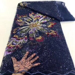 Luxury Bead  Sequin Embroidery African Lace Fabric High Quality French Tulle Fabric For Nigerian Wedding Party TS2865