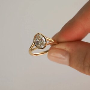 Custom Lab-Set Diamond Engagement Ring Solitaire Diamond Wedding Ring 2.00 ct Oval Cut Diamond Ring in 14k Yellow Gold