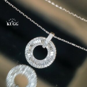 KUGG 100% 18K White Gold Necklace Elegant Round Shpe 0.50carat Real Natural Diamond Pendant Necklace for Women Fine Jewelry