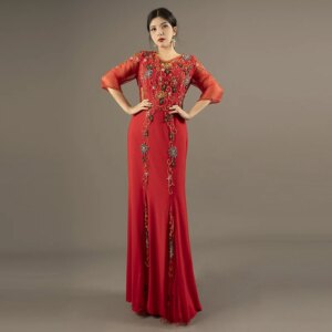 Elegant Mother Of The Bride Dress For Wedding Prom Party Formal Embroidery Red Mermaid Gown M144