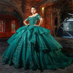 Princess Mexican Ball Gown Quinceanera Dresses With Appliues Lace Sequins Sweet 16 Gowns Birthday Women Vestido De 15 XV Anos