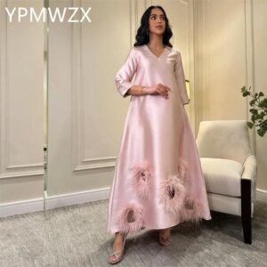 Customized Evening Dress Party Occasion Formal Prom Gown YPMWZX V-neck A-line Ankle Length Skirts Bespoke es