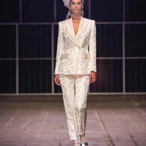 Jacquard Women Suit Blazer+Pants 2 Pcs Formal Bridal Wedding Tuxedo Coat Jacket Double Breasted Prom Dress Outfit Custom Made
