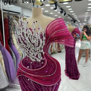 Dubai Arabic Burgundy Long Mermaid Evening Dress Sequins Wedding Party Dress Formal Occasions Night Prom Gowns Customized 2025
