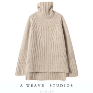 Heavyweight.Thicken! Women Turtleneck Pure Cashmere Sweater Winter Warm Knitted 100% Real Cashmere Pullover Casual Loose Jumper