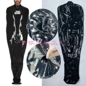 latex sleep bag Men latex gummi sleep bag with codpiece crotch hole no zip neck entry 0.4mm