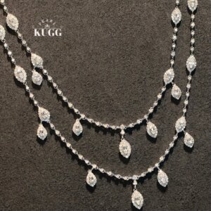 KUGG 100% 18K White Gold Necklace Luxury 1.30carat Real Natural Diamond Necklace Romantic Style High Party Jewelry for Women
