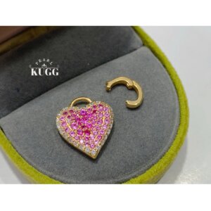 KUGG 100% 18K Yellow Gold Pendant Women Romantic Heart Shape Luxury Diamond Natural Color Sapphire Necklace Pendant Fine Jewelry