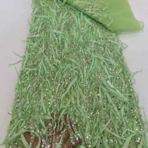 Wholesale High Quality African French Beaded Lace Fabric 2025 Sewing Sequins Embroidery Nigeria Lace Fabric for Party Dresses