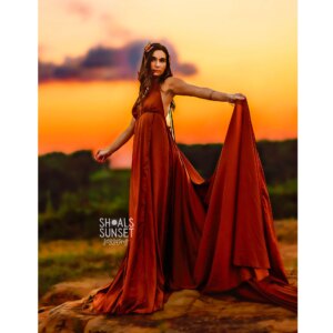 Don&Judy Maternity Clothes Photo Shoot Side Split Silky Dress for Pregnant Women Wedding Evening Party Gown Dresses Session