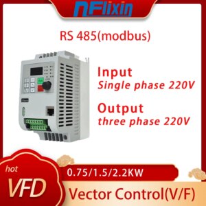 HOT! 220V VFD 0.75/1.5/2.2/4KW Variable Frequency Drive Converter 1phase to 3phases Inverter Vector Motor Speed Controller