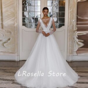 LRosella Wedding Dress Tulle Sweetheart A-Line sequins Long Sleeve Elegant Exquisite style Luxury فساتي2024 with Sweep Train