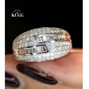 KUGG 100% 18K White Gold Rings Women 1.45carat Real Natural Diamond Engagement Ring Luxury Shiny Design High Party Jewelry
