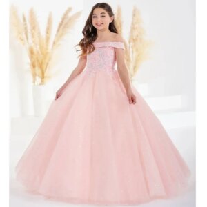 Flower Girl Dresses Birthday Party Banquet Holy Communion Gowns Light Pink Tulle Sequin Appliques Sleeveless For Wedding