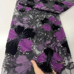 Luxury African Sequins Lace Fabric 2025 High Quality Nigerian French Beaded Sequins Lace Fabric for Women Party Dresses Sewing
