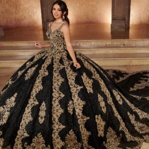 Customised Delicado Halter Quincenara Dresses Black Sheath Gold Applique Boning Corset Sparkling Sweetheart 16 vestidos de gala