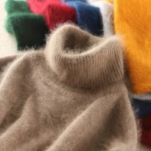 Man Jumpers 100% Mink Cashmere Knitted Sweaters Hot Sale Soft Turtleneck Winter Thick Warm 8Colors Men Sweater