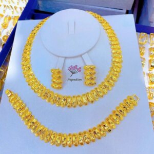 Dubai New Alloy Necklace Earrings Bracelet for Women’s Wedding Party Jewelry Set DD10420