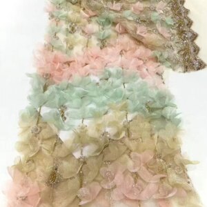 2025 3D Lace High Quality New Arrival African Handmade Beaded Lace Fabric Nigerian Sequins Lace Fabric Women Wedding Dress 5yard
