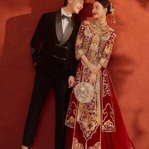 Yourqipao Red Velvet Xiuhe Clothing 2023 New Bride Chinese Wedding Dresses Ancient Bridal Toast Dress Women Hanfu Wedding Gowns