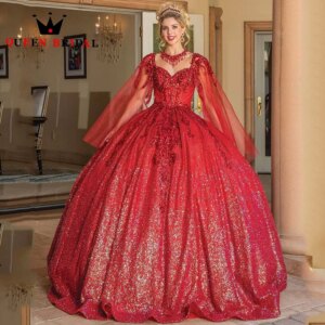 Long Sleeve Exquisite Sequined Lace Beading Quinceanera Dresses 2024 Sweetheart Backless Vestidos De 15 Quinceañera Custom Y49X