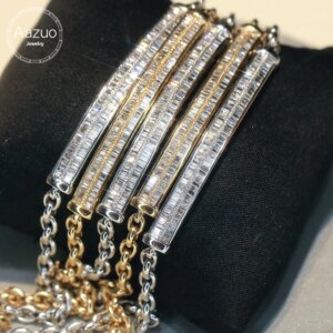 Aazuo 18K Solid White Yellow Gold Natrual Diamonds Senior Banquet Weave Bracelet Gift For Women Engagement Wedding Party Au750