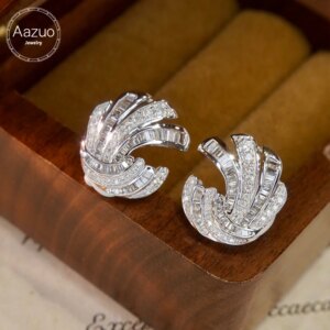 Aazuo Luxury Jewelry 18K White Gold Natrual Diamonds 0.8ct Highquality Giftidears Stud Earrings For Women Senior Banquet Au750