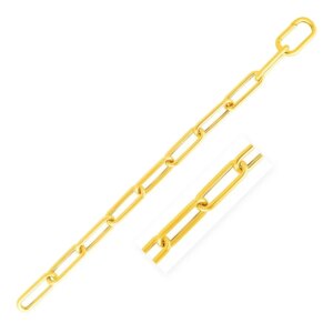 14k Yellow Gold Lite Round Wire Paperclip Bracelet 8.5mm