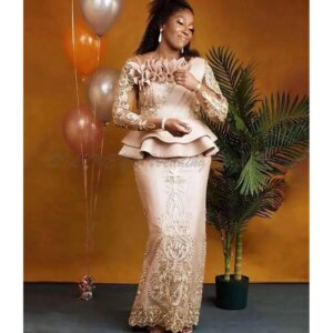 Arabic Aso Ebi Style Mermaid Prom Dresses 2025 Pink Satin Long Sleeves Lace Appliques Plus Size Formal Evening Occasion Gowns