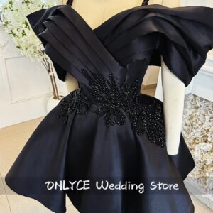 Luxury Black Short Prom Gown Beads Crystals Straps Birthday Senior Cocktail Party Gown Robe De Bal Vestido Customized