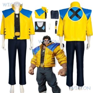 Game Mv Rivals Cosplay Logan Cosplay Yellow Loose Coat Jacket Pants Full Set Men Male Adult Halloween Carnival Party Suit