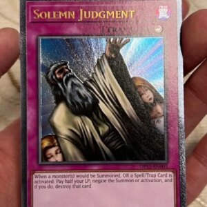 Yugioh KONAMI Duel Monsters OP12-EN003 Solemn Judgment Ultimate Rare English Collection Mint Card