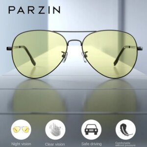 PARZIN Anti Glare Pilot Night Driving Glasses Night Vision Glasses for Driving Men Women 8023Y