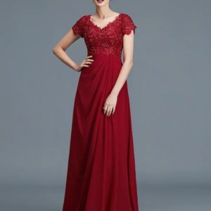 Burgundy Mother Of The Bride Dresses A-line Cap Sleeves Chiffon Lace Plus Size Long Groom Mother Dresses For Wedding Customized