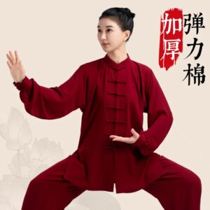Tai Ji Suit Martial Arts Women’s New High-End Thickening Stretch Cotton Exercise Clothing Men’s Spring, Autumn and Winter
