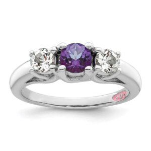 Survivor Collection Sterling Silver Rhodiumplated Clear and Purple Topaz Pamela Ring
