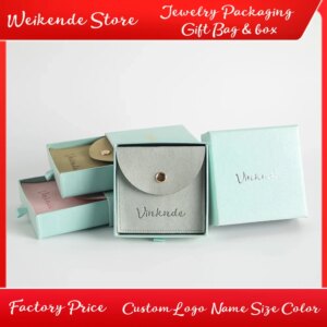 100Pcs Bulk Custom Logo Jewelry Gift Box Bracelet Earrings Necklaces Weeding Party Favors Gift Boxes Micirofiber Snap Button Bag