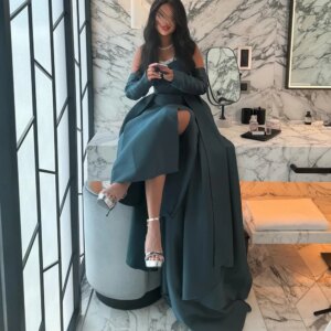 Customized  Satin Straight Detachable Sleeve Crystal Evening Dress Strapless Floor Length Panel Train Bespoke Occasion