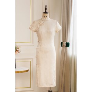 Summer New Vintage Flower Rose High Quality Real Silk Cheongsam Qipao Women’s Clothing Dress Boutique Jacquard Daily Banquet