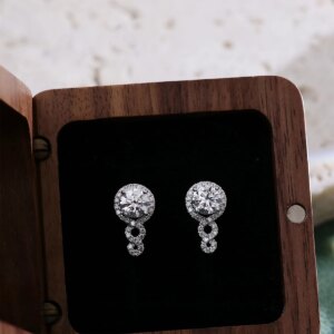 Provence 10K/14K/18K White Gold Halo Earrings DEF color VVS Lab Grown Diamond Hoop Earrings for women Bridal Wedding Jewelry